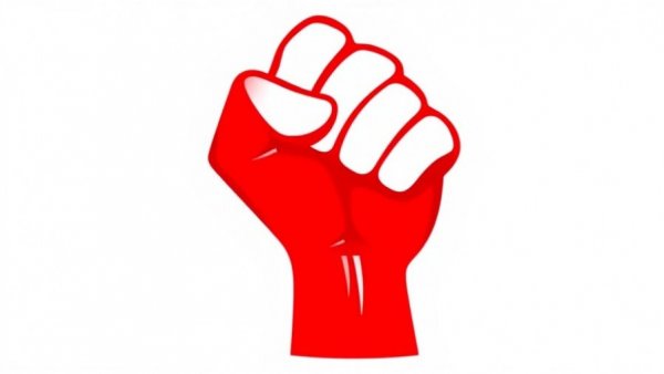 Bold red stylized fist symbol symbolizing Cuba friendly takeover, graphic design.