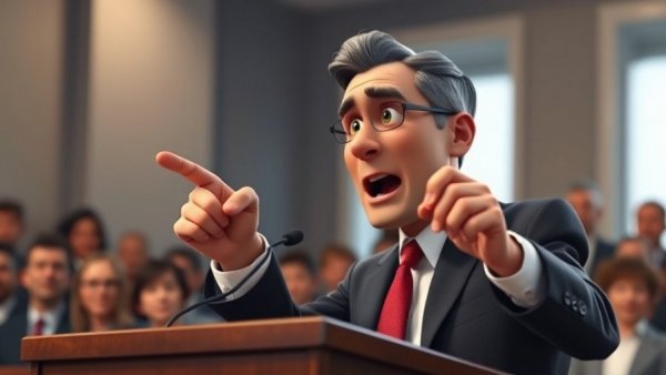 Politician speaking passionately, Trump Ukraine aid criticism.