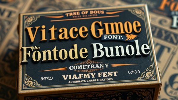 Intricate vintage font bundle advertisement for graphic designers.