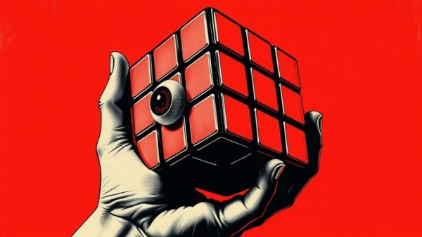 Graphic design services near me: Surreal Rubik's Cube artwork.