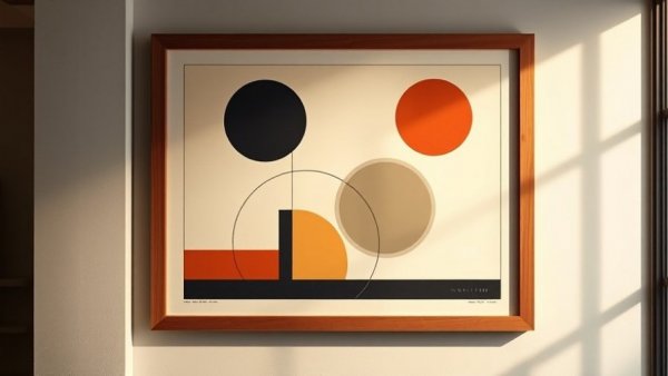 Minimalist Bauhaus poster with geometric shapes, graphic design and politics theme.