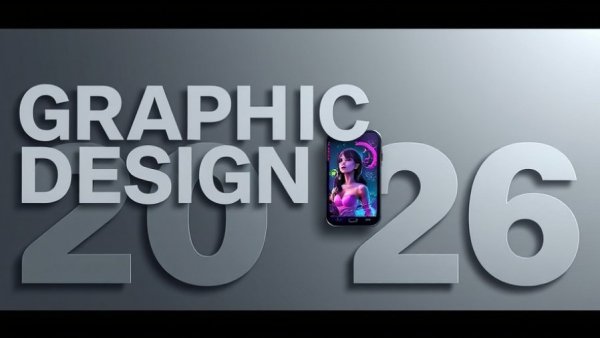 Graphic design concept for 2026 with digital illustration.