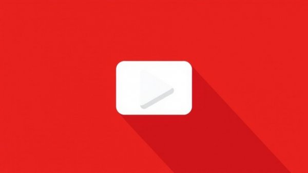 Minimalistic red and white media icon symbolizing digital design.