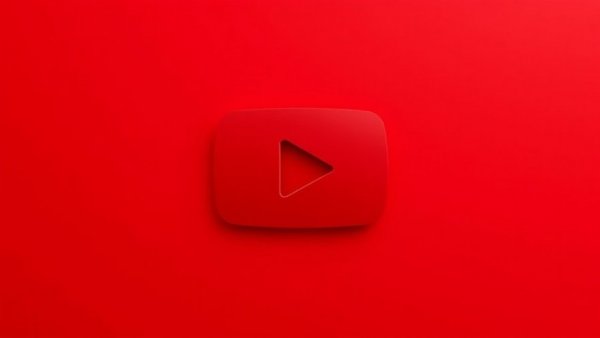 YouTube play button on red background, iconic design.