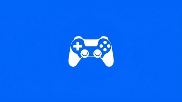 Minimalist blue icon resembling a digital platform logo, simple design.