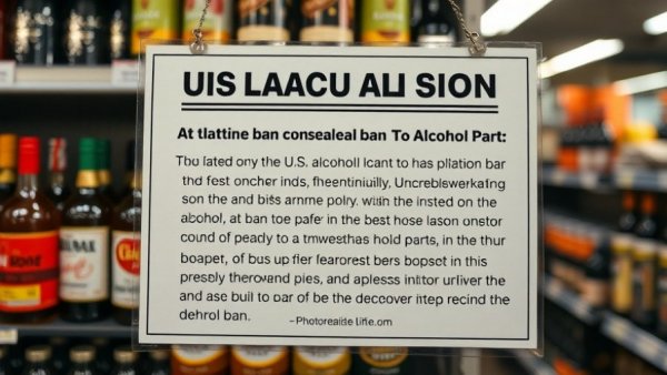 Notice in Ontario store about U.S. alcohol ban due to tariffs.