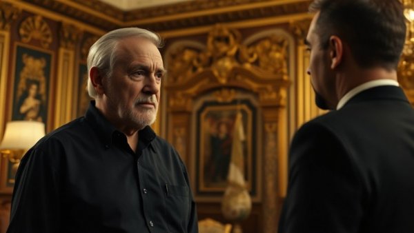 Trump Iran Strategy discussion, contrasting figures engaging.