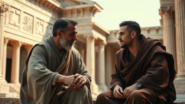 Ancient Greek scene depicting a teacher and student, LGBTQ+ historical representation.