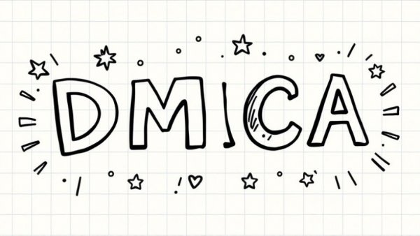 Hand-drawn DMCA text highlighting protecting intellectual property from AI scrapers.