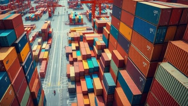 U.S. Customs refund tariffs: Colorful shipping containers in port