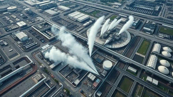 Aerial image of industrial complex suggesting LNG supply disruptions.