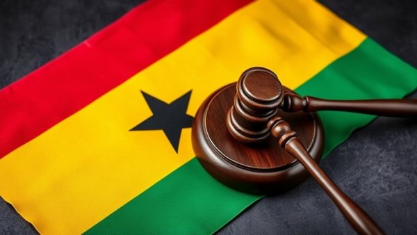 Ghanaian flag with a gavel symbolizing anti-LGBTQ laws.