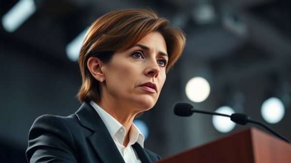 Pam Bondi Epstein files controversy at press conference podium.