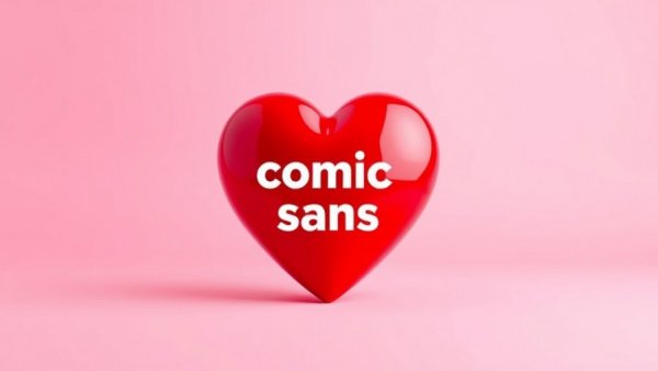 Comic Sans font in a heart on pink gradient background.