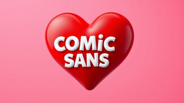 Vibrant red heart with 'Comic Sans' text on pink; Comic Sans accessibility benefits.
