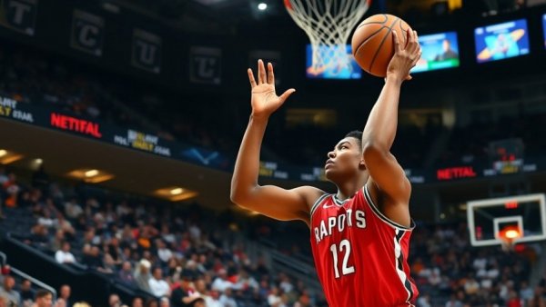RJ Barrett leads Toronto Raptors in intense basketball game.