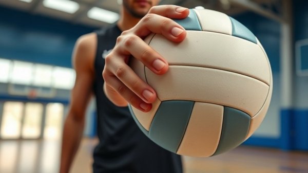 Close-up of an athlete holding a volleyball in sports court, transgender rights news.