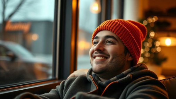 Person smiling by a window, representing LGBTQ representation in media.