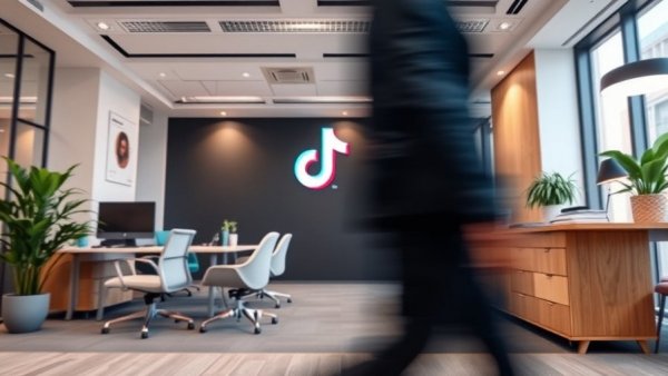 Modern TikTok-branded office in Canada; data protection theme.