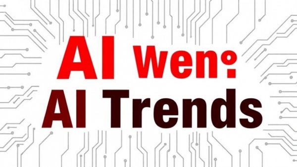 AI trends for graphic designers in bold typography with circuit background.