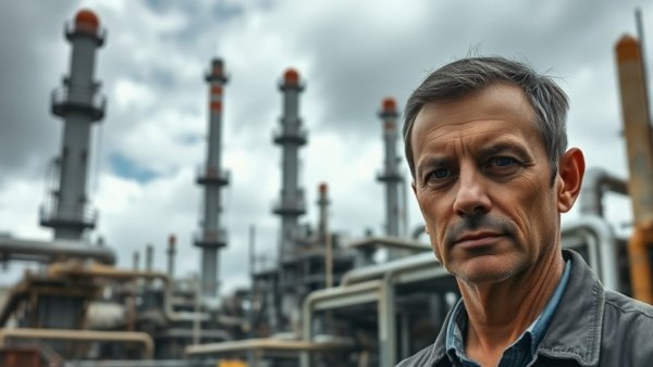 Serious individual and industrial oil refinery, global oil dependency.