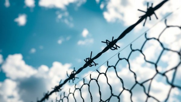 Barbed wire fence against blue sky, transgender rights news.