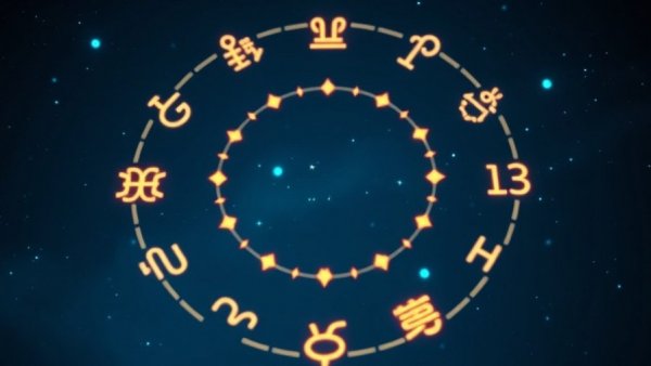 Zodiac signs forming a circle, symbolic cosmic alignment.