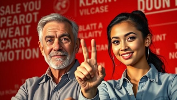 Controversial appointment scene with figures raising hand confidently.