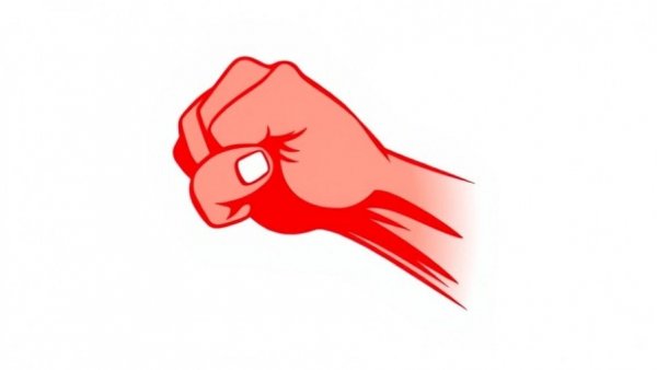 Graphic red clenched fist symbolizing resistance in opinion poll.