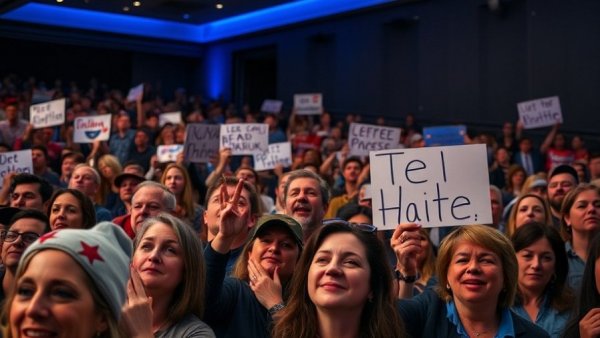 Audience at Texas Democratic event highlighting voter turnout.