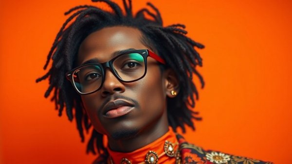 Stylish person in vibrant attire reflecting on LGBTQ+ music and freedom.