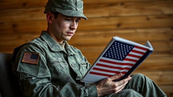 Soldier reads Stars and Stripes in a wooden room, highlighting Pentagon's control.