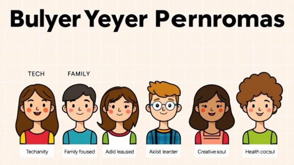 AI-generated buyer personas represented as cartoon characters.