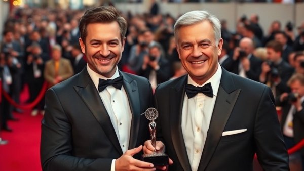 Two men smiling with an award at an event, LGBTQ rights news.