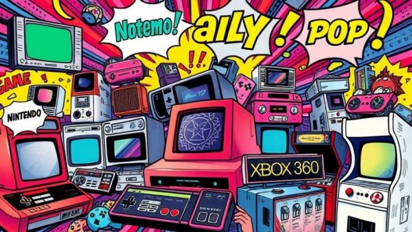 Colorful retro game consoles comic collage, best retro game consoles featured.