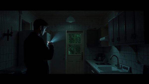 Cuba power crisis depicted with dimly lit kitchen and concerned man.