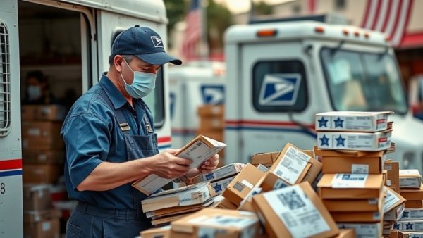 USPS worker managing packages during financial crisis