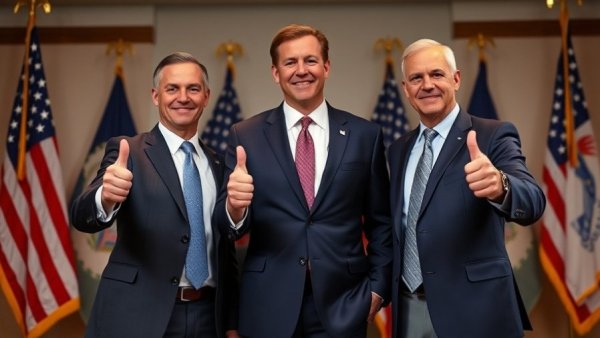 Joe Kent and another political figure with American flags, related to foreign policy.