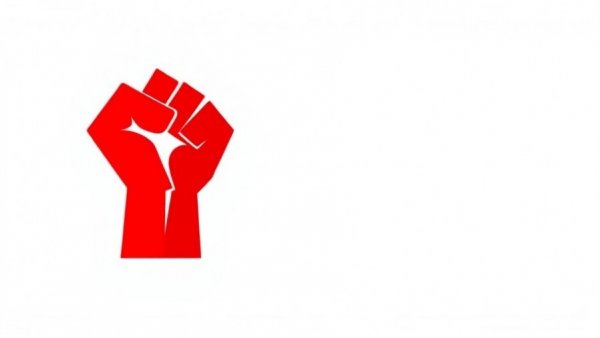 Bold red fist symbol advocating to end warrantless mass surveillance.