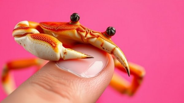 Macro view of a crab claw and finger, highlighting gynandromorphy in crabs.
