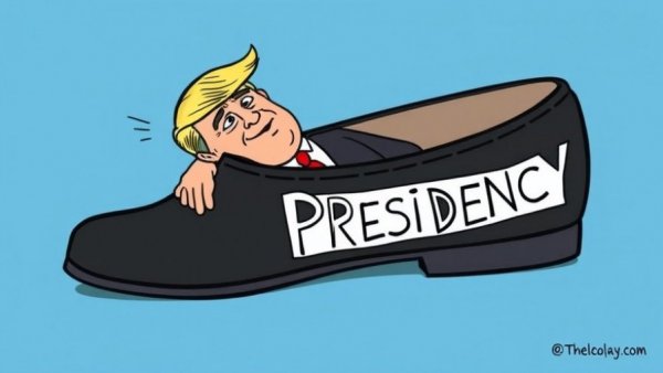 Political cartoon on presidency fitting humorous interpretation.