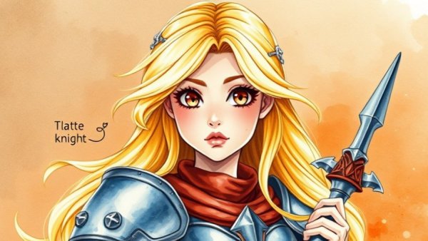 Roberto Gatto watercolor art depicting female knight with staff