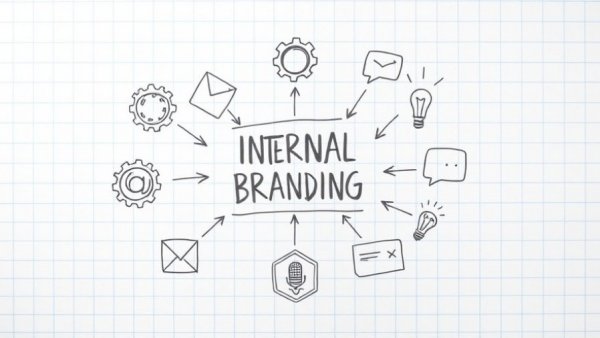 Illustration of internal branding concepts with symbols in AI era.