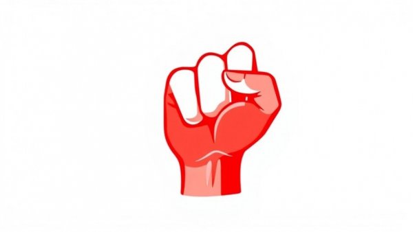 Abstract red clenched fist symbol representing unity