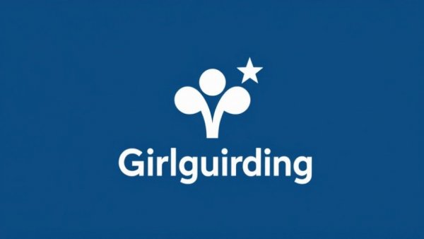Girlguiding logo featuring a trefoil and star on dark blue.