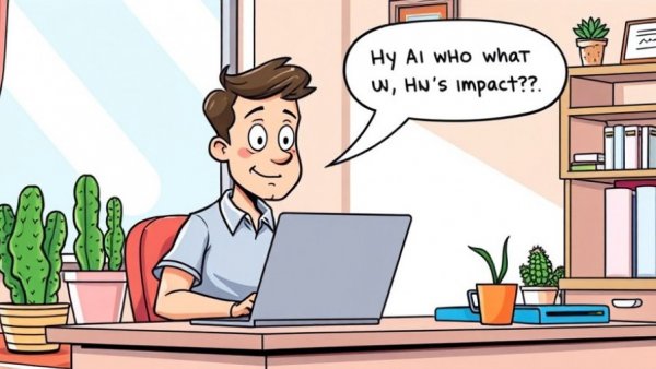 Cartoon man's humorous dialogue with AI about ongoing wars and civil liberties.