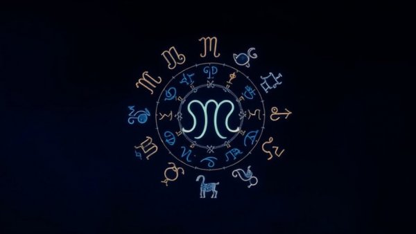 Zodiac symbols glowing on dark blue backdrop, gay rights news context.
