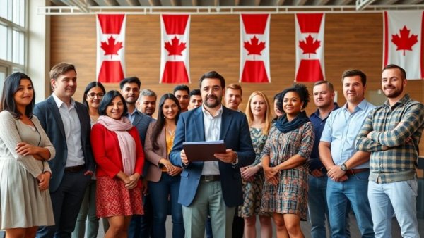 Diverse group speaking on LGBTQ+ funding in Canada.