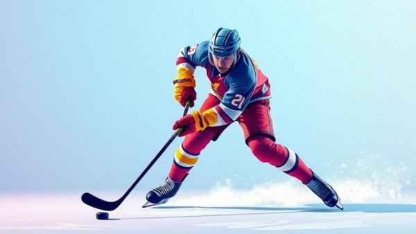 Colorful abstract hockey player in action, representing diversity in sports.