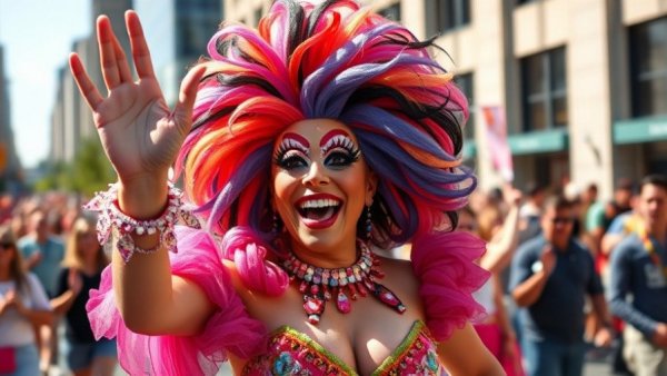 Drag performer in gold costume at Ohio parade amid drag ban HB 249 discussion